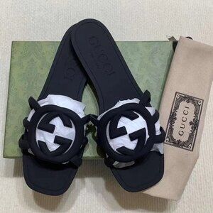 Gucci Black Interlocking G Slide Sandals